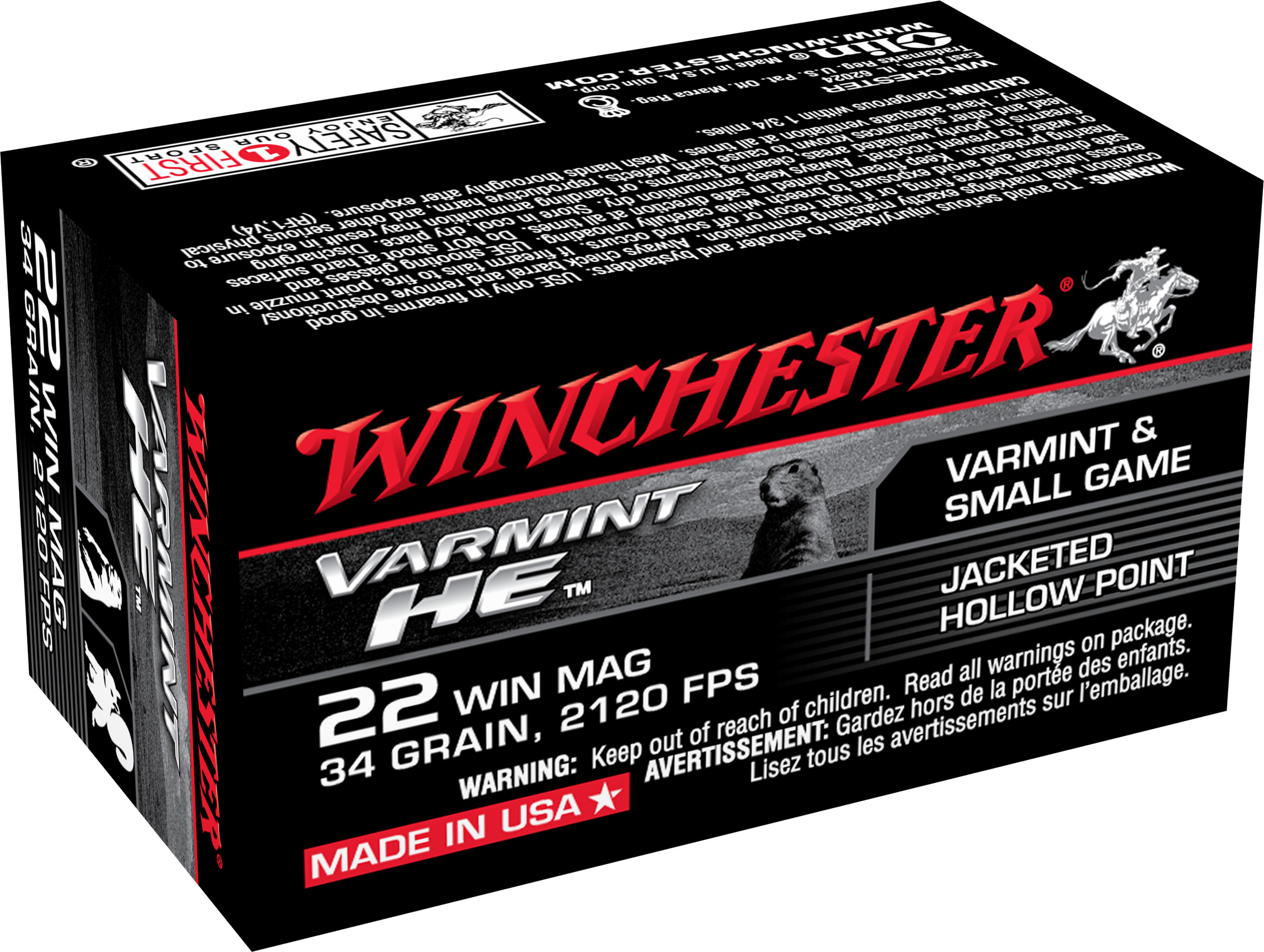 Winchester Bullets 22 WMR Varmint HE JHP 34 Gr