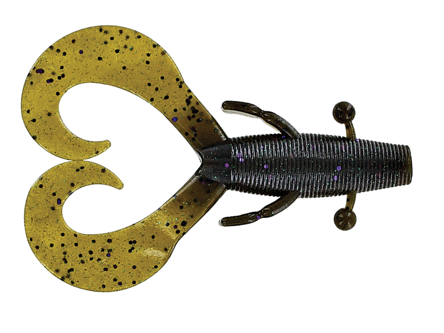 Yamamoto 3.75" Cowboy, 7Pk, Dark Pumpkin w/Purple, Black & Emerald Flake
