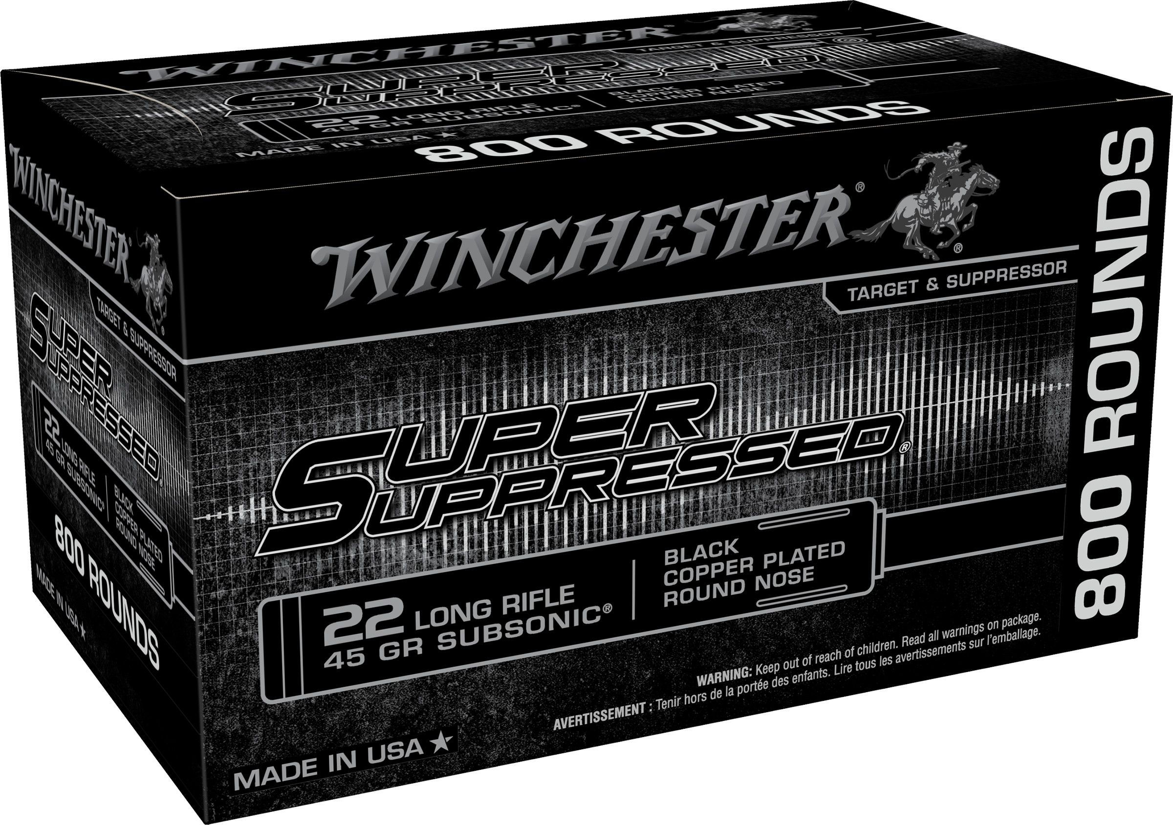 Winchester Bullets 22 LR Super Supressed RN CP 45 Gr Subsonic - 800 Rounds