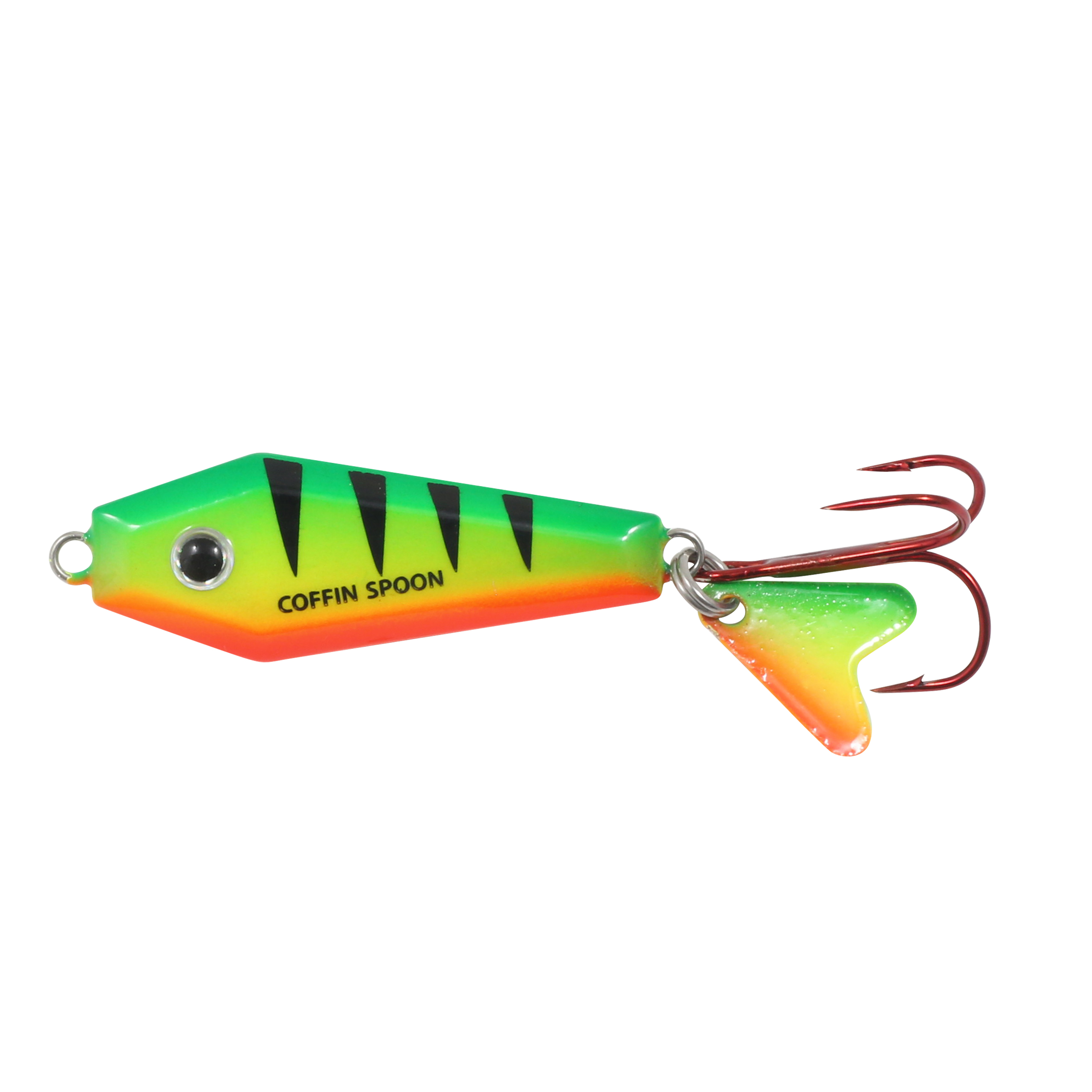 Northland Buck-Shot Coffin Spoon, 1-5/8", 3/8 oz, #6 Hk, 1/Pk, UV Firetiger