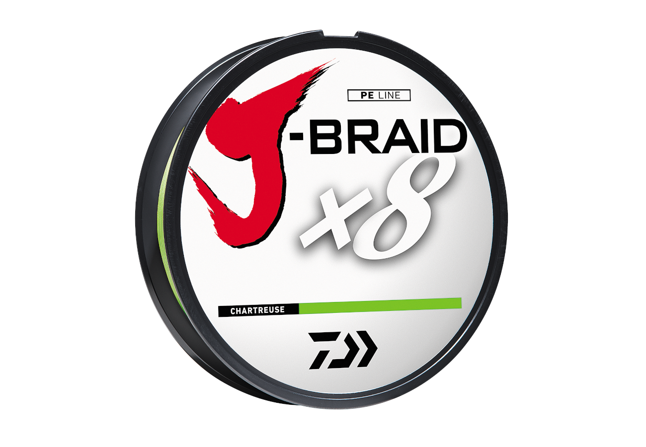 Daiwa J-Braid X8 8 Strand Braided Line 30 lb 150 yds, Chartreuse