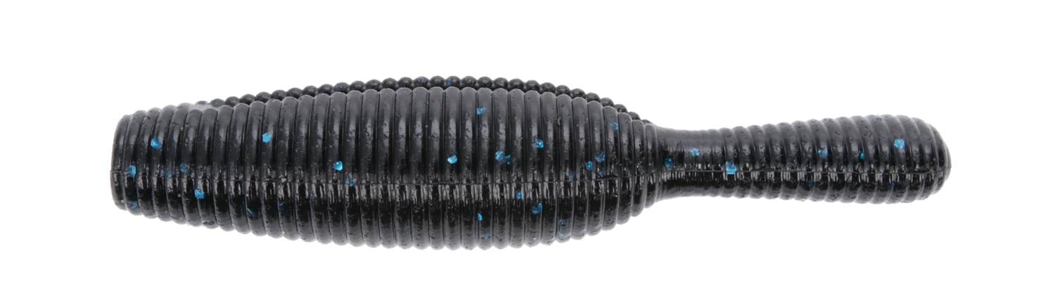 Yamamoto 3.5" Yamatanuki, Heavy Soft Plastic, 8Pk, Black w/Large Blue Flake